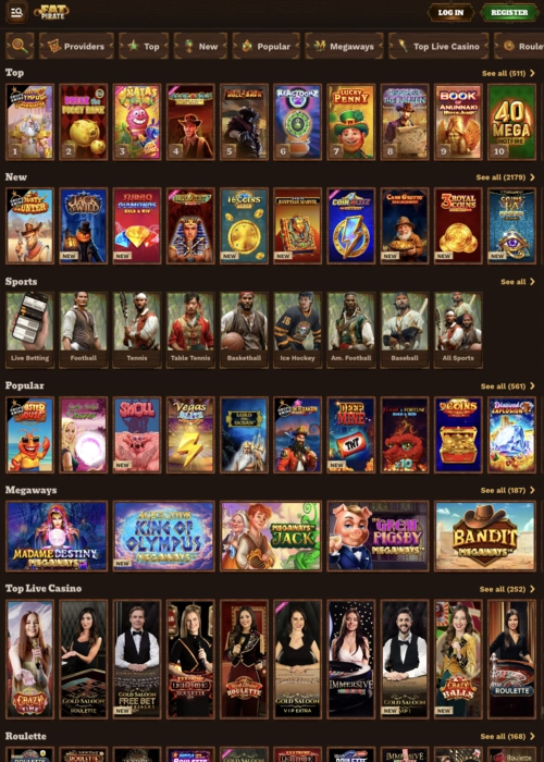 Pirate ship gaming lobby Fat Pirate Casino