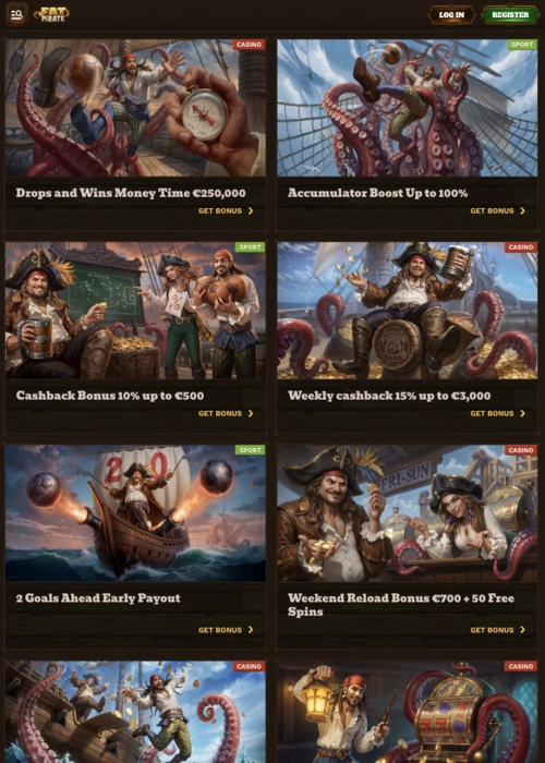 Premium promotions offers page Fat Pirate Casino
